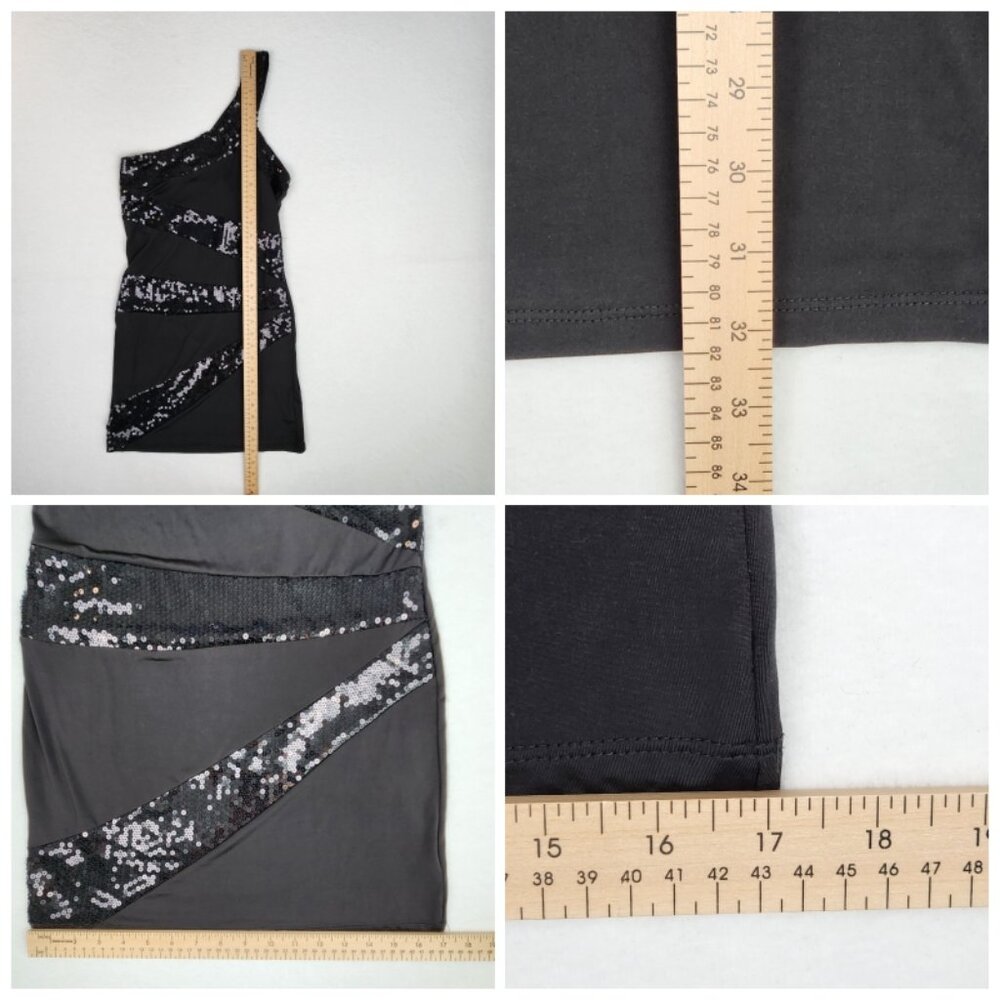 Arden B Womens One Shoulder Sequin Dress Size L Black NWT - Picture 7 of 7